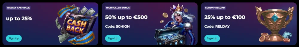 Offerte promozionali HighFly tra cui cashback settimanale, bonus highroller e ricariche domenicali.